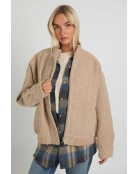 Boohoo - Boucle Wool Look Bomber Jacket - Lyst