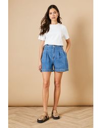 Oasis - Denim Short With Pleat Front - Lyst
