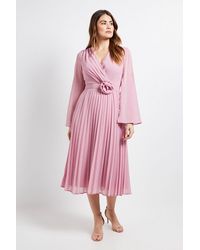 Wallis - Cape Sleeve Pleated Corsage Midi Dress - Lyst