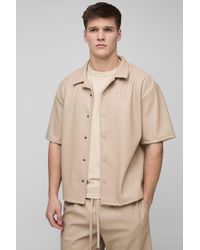 BoohooMAN - Tall Pleated Pu Boxy Oversized Shirt - Lyst