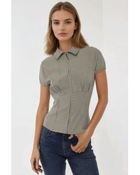 Hiccup - Fitted Plaid Crew Neck Zippered Top - Lyst