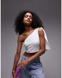 TOPSHOP - Textured One Shoulder Top - Lyst