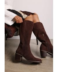 Where's That From - Wheres 'Colette' Suede Knee High Block Heel Boot - Lyst