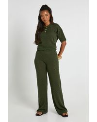Boohoo - Crochet Long Line Top And Wide Leg Trouser - Lyst