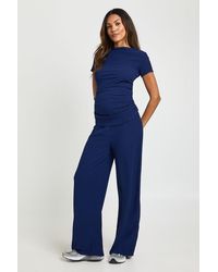Boohoo - Maternity Ruched Side T-Shirt And Wide Leg Co Ord - Lyst