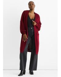 Gini London - Rote Grobstrick-Langstrickjacke - Lyst