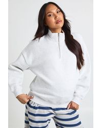 Boohoo - Maternity Oversized Half Zip Sweatshirt - Lyst