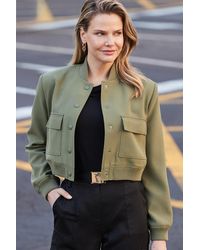 Sosandar - Khaki Utility Bomber Jacket - Lyst