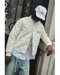 BoohooMAN - Boxy Fit Embroidered Diamond Quilted Nylon Bomber Jacket - Lyst