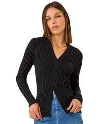 Roman - Cable Split Detail Rib Jumper - Lyst