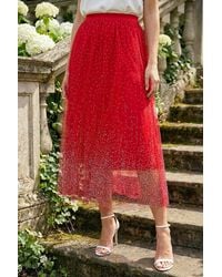 Roman - Polka Dot Print Elasticated Mesh Skirt - Lyst