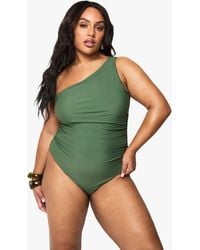 Boohoo - Plus Tummy Control One Shoulder Bathing Suit - Lyst