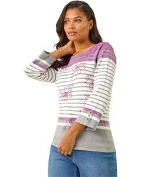 Roman - Floral Stripe Knit Jumper - Lyst
