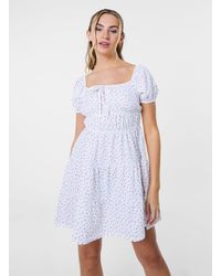 Pink Vanilla - Ditsy Puff Sleeve Tiered Mini Dress - Lyst