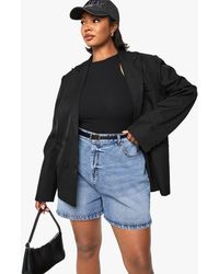 Boohoo - Plus Denim Mom Short - Lyst