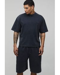 BoohooMAN - Oversized Boxy Washed Sport T-Shirt & Shorts Set - Lyst