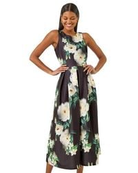 Roman - Floral Motif Premium Stretch Midi Dress - Lyst