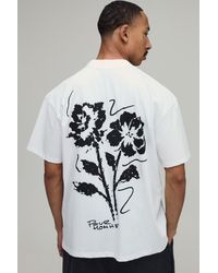 BoohooMAN - Oversized Floral Sketch Print T-Shirt Cotton - Lyst
