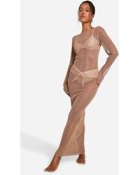 Boohoo - Crochet Open Back Beach Maxi Dress - Lyst