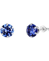 The Jewellery Stockroom - Sterling 6Mm Tanzanite Cubic Zirconia Stud Earrings - Lyst