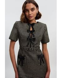 Karen Millen - Tailored Tweed Bow Detail Mini Dress - Lyst