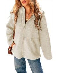 Azura Exchange - Dames Sherpa Fleece Jas Met Capuchon Gezellig En Warm Winterjack - Lyst