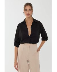Hiccup - Solid Pocket Long Sleeve Relaxed Fit Woven Shirt - Lyst
