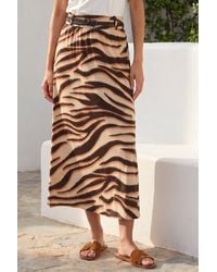 Roman - Animal Print Belted Midi Skirt - Lyst