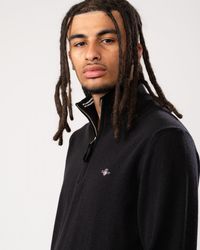 GANT - Superfine Lambswool Half Zip Cardigan - Lyst