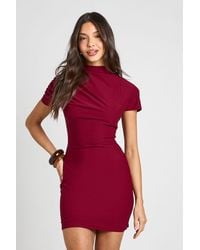 Boohoo - Grown On Neck Drape Cinched Waist Mini Dress - Lyst