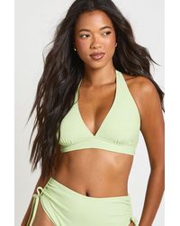 Boohoo - Plunge Halterneck Bikini Top - Lyst