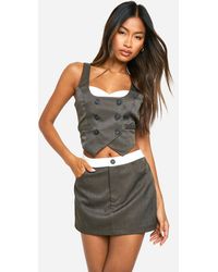 Boohoo - Marl Contrast Waistband Mini Skirt - Lyst