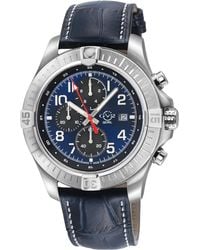 Gv2 - T38 Ss Case, Enamel Dial With Print, 3 Sub/ Stitching Handmade Italian Leather Strap - Lyst
