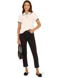 Adrianna Papell - Tipped Scalloped Edge Whip Stitch Short Sleeve Sweater - Lyst