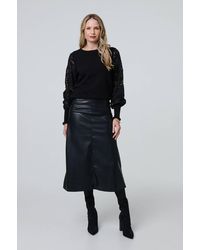 Izabel London - Faux Leather High Waist Midi Skirt - Lyst