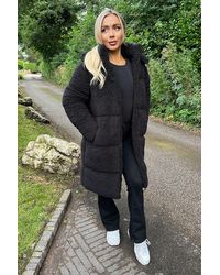 AX Paris - Teddy Panelled Long Coat - Lyst