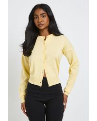 Boohoo - Roll Edge Crew Neck Button Up Cardigan - Lyst