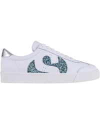 Superga - Ladies 2843 Club S Glitter Leather Trainers -/Light) - Lyst