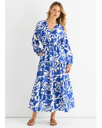 Gini London - Abstract Wrap Elasticated Waist Midaxi Dress - Lyst