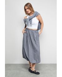 Oasis - Pinstripe Bubble Hem Midi Skirt - Lyst