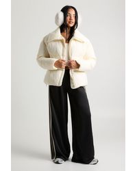 Boohoo - Contrast Rib Collar Puffer Jacket - Lyst