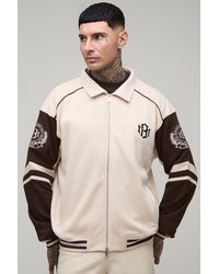 BoohooMAN - Tall Boxy Fit Collared Colour Block Varsity Jersey Jacket - Lyst