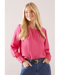 Wallis - Petite Gathered Neck Blouse - Lyst