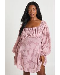 Boohoo - Plus Burnout Chiffon Milkmaid Skater Dress - Lyst