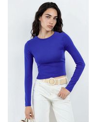 Busem - Slim Fit Long Sleeved Crop Top With Crew Neck - Lyst
