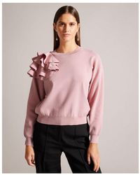 Ted Baker - Debroh Easy Fit Sweater With Ruffles Viscose/polyamide - Lyst