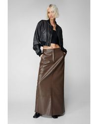 Nasty Gal - Faux Leather Bonded Tailored Maxi Skirt - Lyst