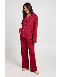 Boohoo - Matenity Piping Detail Long Sleeve Shirt & Trouser Pyjama Set - Lyst