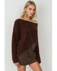 Hiccup - Soft Textured Boat Neck Knit Sweater - Lyst