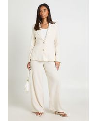 Boohoo - Linen Look Marl Fluid Leg Tailored Trousers - Lyst